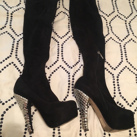 Anaelle Thigh High Boots - Taupe - Bovine leather - Sézane Suede Thigh high boots